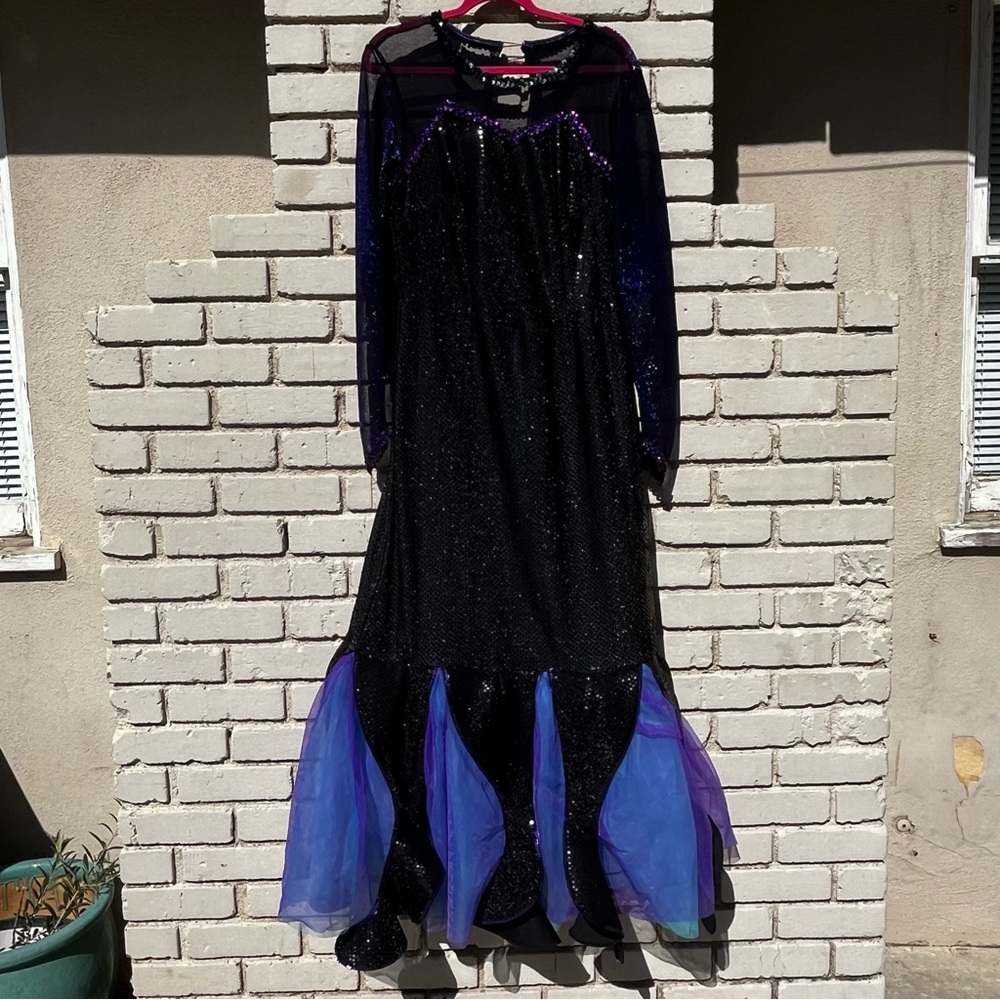 Vintage Disney Little Mermaid Ursula Costume Dress & Ear Headband - Size Large
